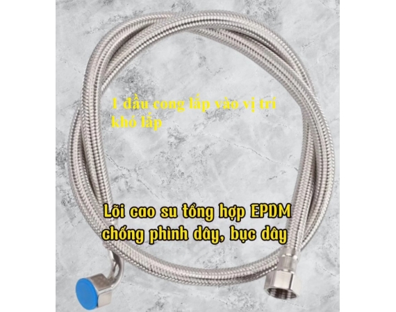 Dây cấp nước mềm inox 304 1 đầu uốn cong HD341