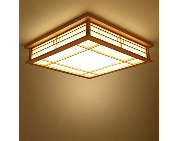 Đèn ốp trần vuông trang trí khung gỗ D4545