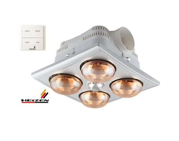 Đèn sưởi ấm kết hợp quạt thông gió âm trần Heizen HE4BR - Điều khiển từ xa