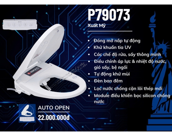 Nắp rửa bồn cầu điện tử tự động đóng mở Nikko P79073