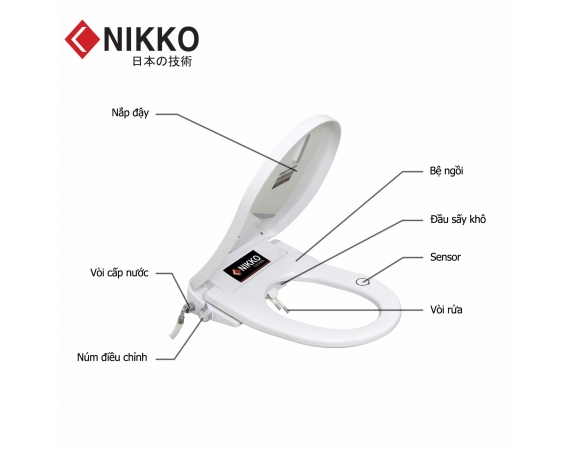 Nắp rửa bồn cầu điện tử Nikko P69262 ( nắp chữ U )