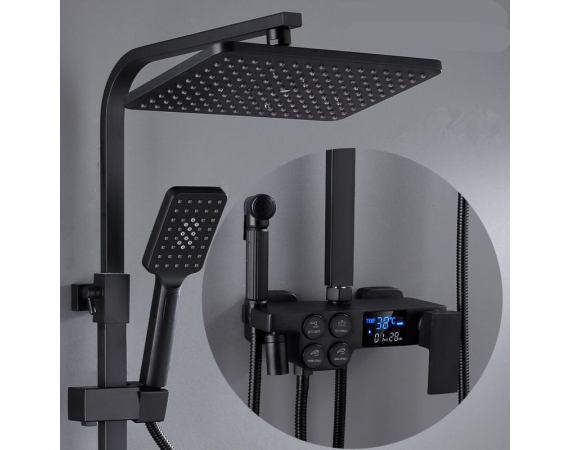 Sen cây tắm mạ màu đen hiển thị nhiệt độ nước HD699B