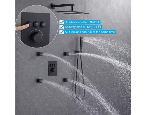 Sen tắm âm tường màu đen HD4045B bát âm tường,cài nhiệt độ