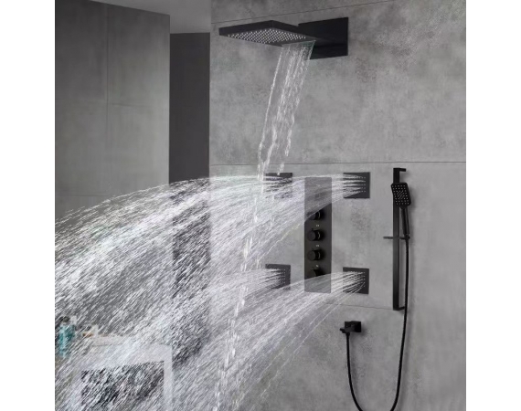 Sen tắm âm tường màu đen HD6869B bát âm tường,cài nhiệt độ