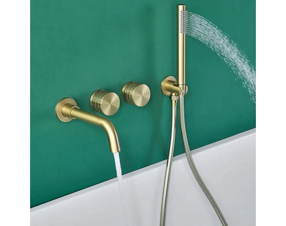 Sen bồn tắm âm tường màu vàng tay vặnHD322B