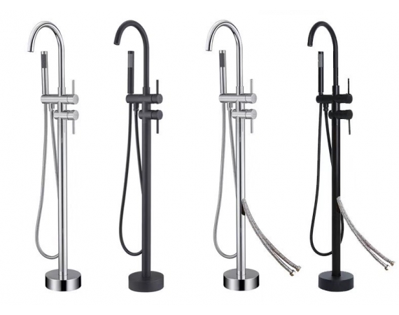 Sen cây đặt sàn cho bồn tắm màu crom Daelim HD01W-1 ( đường nước trên tường )