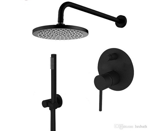 Sen tắm âm tường bát gắn tường mạ màu đen HD03TB