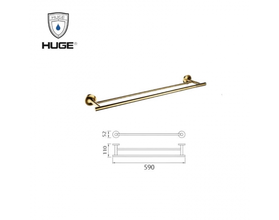 Thanh treo khăn đôi màu vàng HUGE H-B1739AG