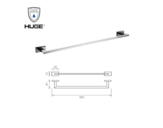 Thanh treo khăn đơn inox bóng HUGE H-B1738