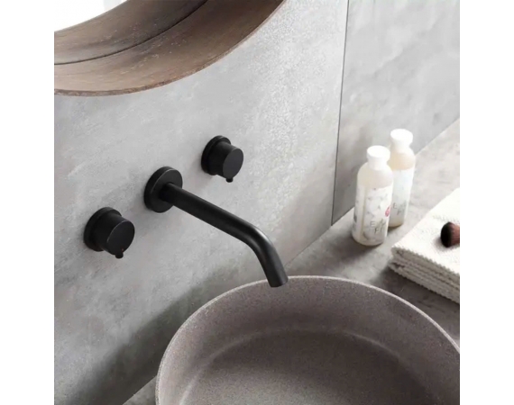 Vòi rửa mặt âm tường màu đen HD638B