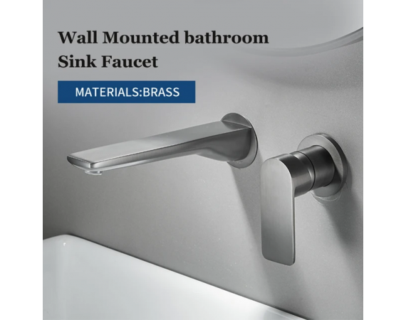 Vòi chậu lavabo âm tường mạ màu ghi HDG1308G