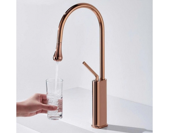 Vòi lavabo nóng lạnh màu vàng hồng HD2114RG