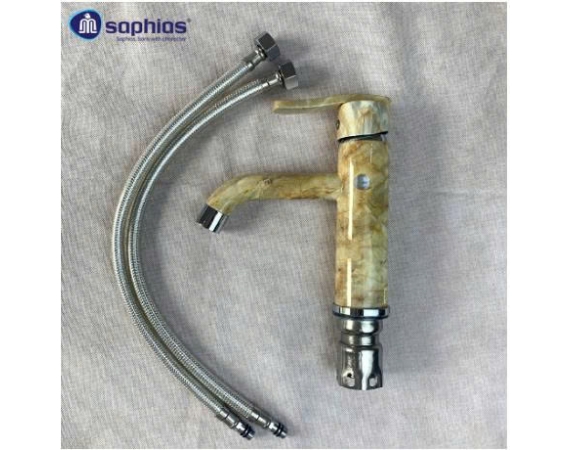 Vòi Lavabo 1 Lỗ Nóng Lạnh Vân Đá Nâu Saphias SP-1105V1