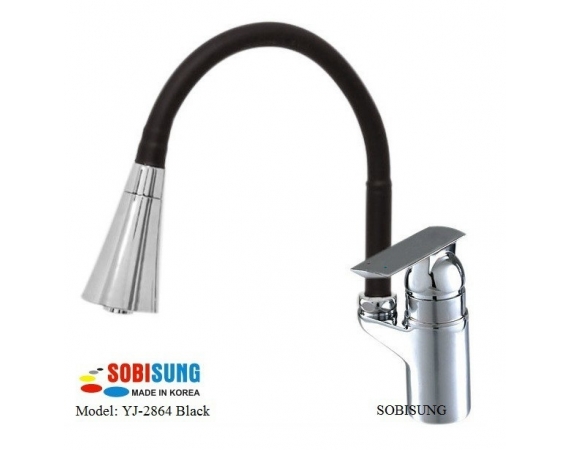 Vòi rửa bát cần mềm nóng lạnh màu đen Sobisung YJ-2864B