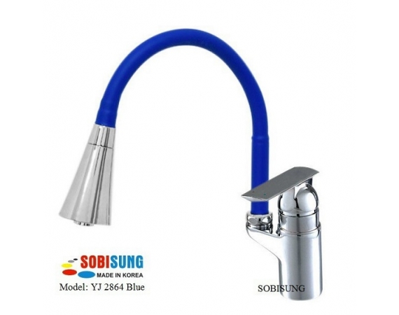 Vòi rửa bát cần mềm nóng lạnh màu xanh Sobisung YJ-2864 Blue