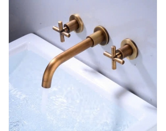 Vòi rửa mặt âm tường màu đồng HD436VD