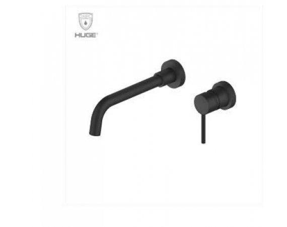 Vòi rửa mặt lavabo nóng lạnh gắn tường màu đen Huge H-VT200B
