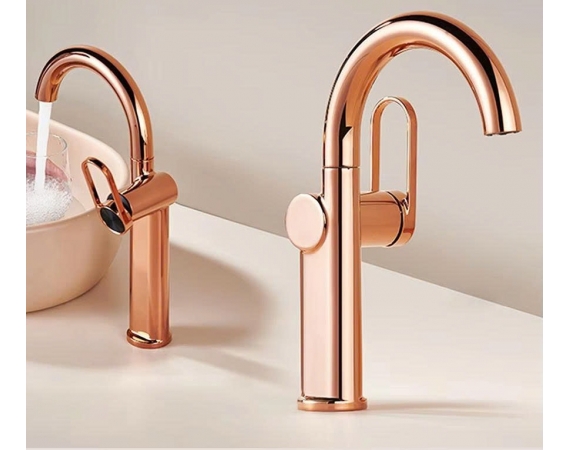 Vòi lavabo nóng lạnh màu vàng hồng HD2113GR