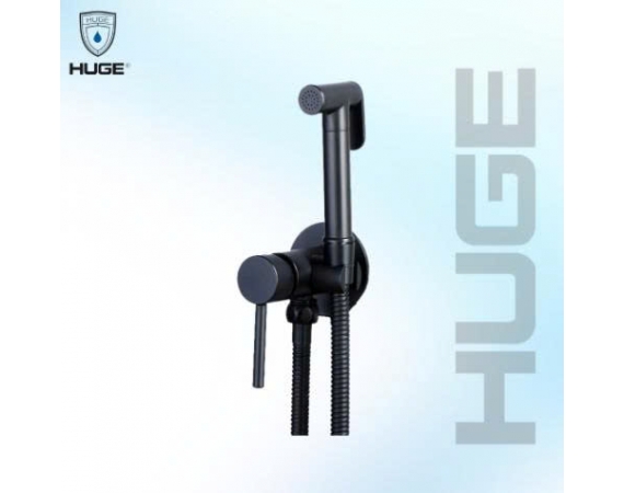 Vòi xịt vệ sinh nóng lạnh âm tường màu đen HUGE H-VXD01B