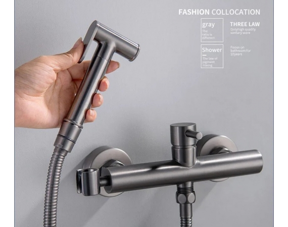 Vòi xịt vệ sinh nóng lạnh gắn tường màu ghiHD238G