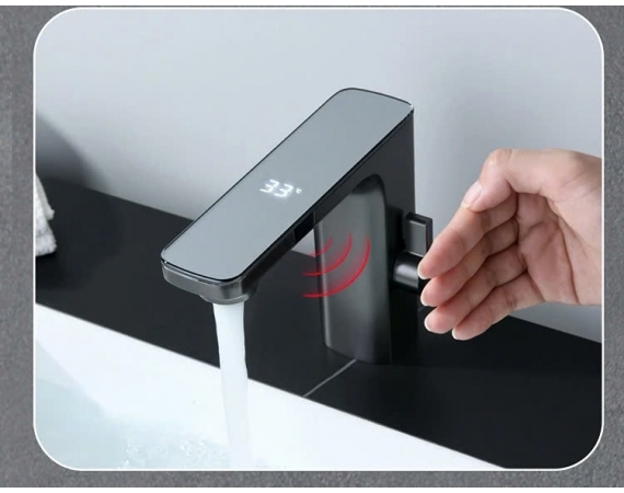Vòi rửa lavabo cảm ứng màu ghi HD107G